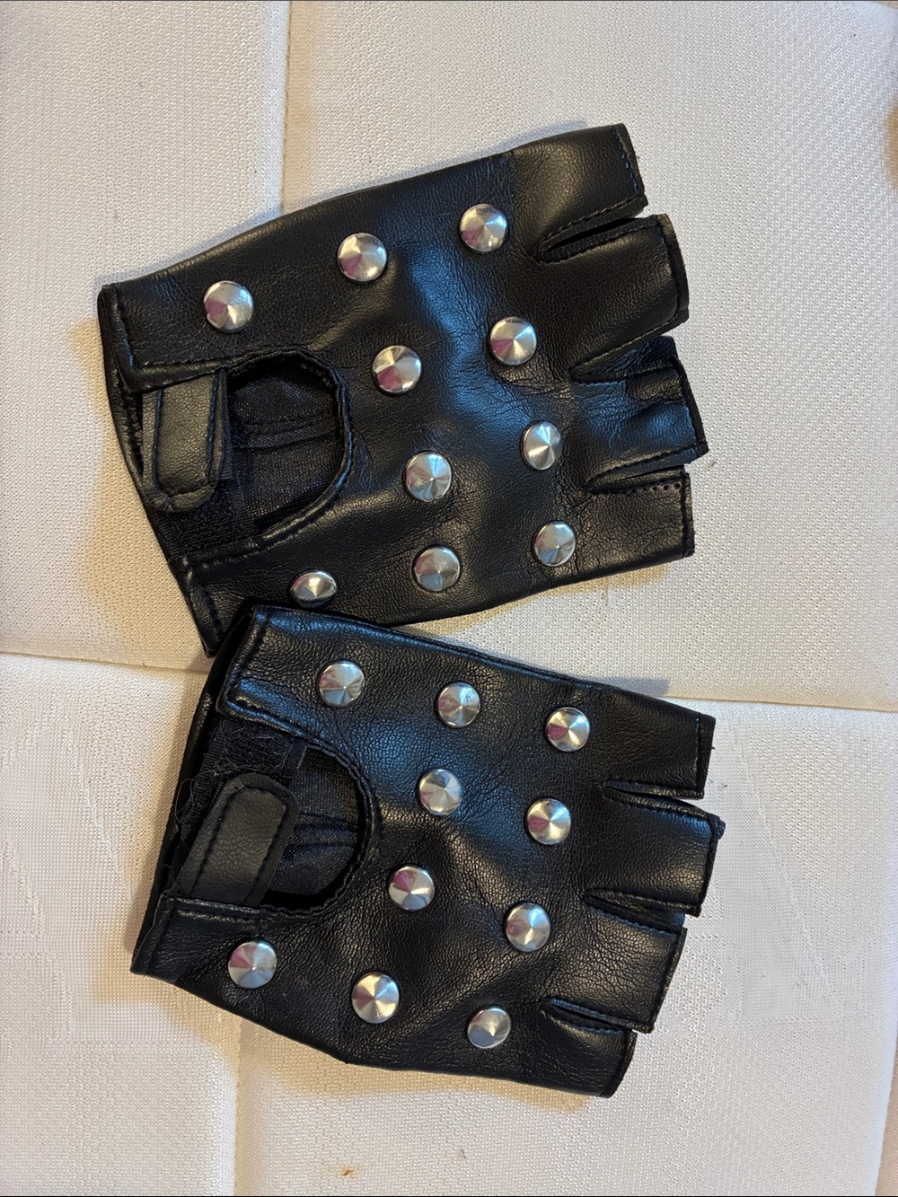 Spirit Black Studded Fingerless Leather Gloves